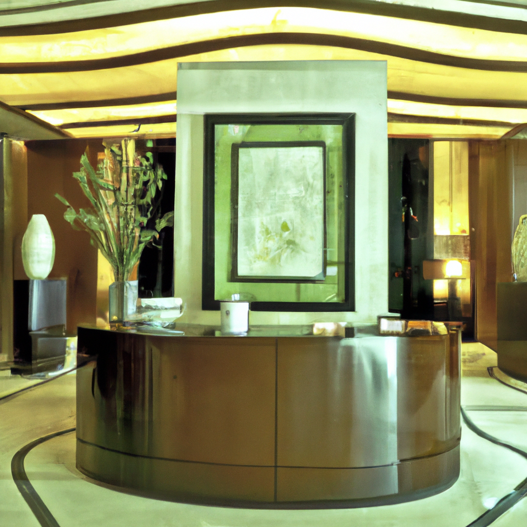 Contemporary studio lobby with diffused light and contemporary furniture in ultra crisp detail