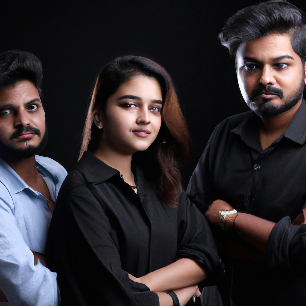 Wealthnode team portrait in minimalist black set with soft rim light